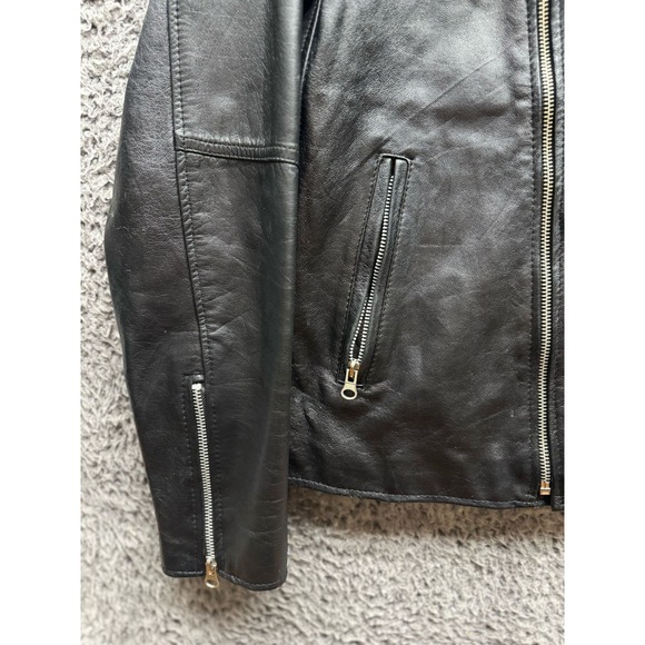 Shimokitazawa Ringo Full Zip Leather Bikers Jacket Black Women's Size L - Picture 5 of 12